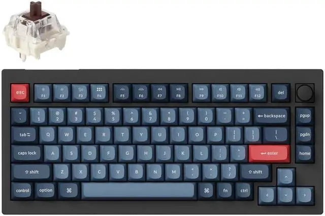 Main image of Keychron V1 Max Wireless RGB Mechanical Keyboard, Hot-swap, Gateron Jupiter Brown Switch, BT 5.1/2.4GHz/USB-C, Carbon Black (V1M-D3)