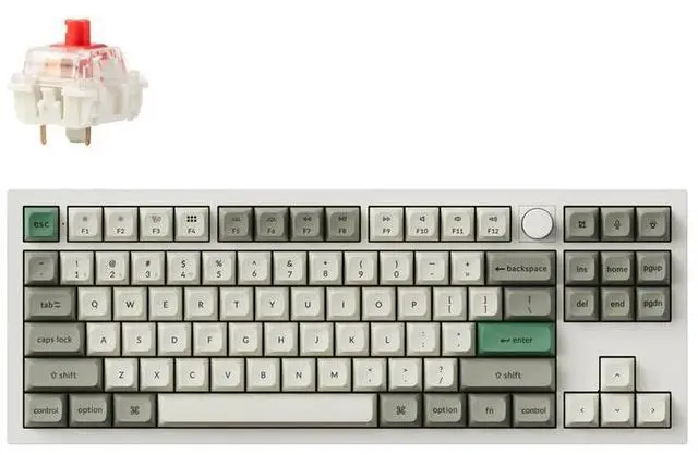 Main image of Keychron Q3 Max Wireless RGB Mechanical Keyboard, Hot-swappable, Gateron Jupiter Red Switch, Shell White (Q3M-P1)