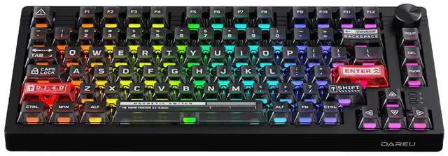 Alt view image 2 of 6 - DAREU EK75RT Rapid Trigger Wired Gaming Keyboard, Hall Effect Magnetic Switch Mechanical Keyboard, Adjustable Actuation, 75% TKL with Knob, Magnetic Sensing RGB Backlit, Translucent Keycaps for FPS
