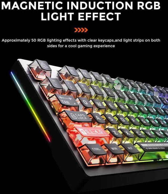 Alt view image 3 of 6 - DAREU EK75RT Rapid Trigger Wired Gaming Keyboard, Hall Effect Magnetic Switch Mechanical Keyboard, Adjustable Actuation, 75% TKL with Knob, Magnetic Sensing RGB Backlit, Translucent Keycaps for FPS