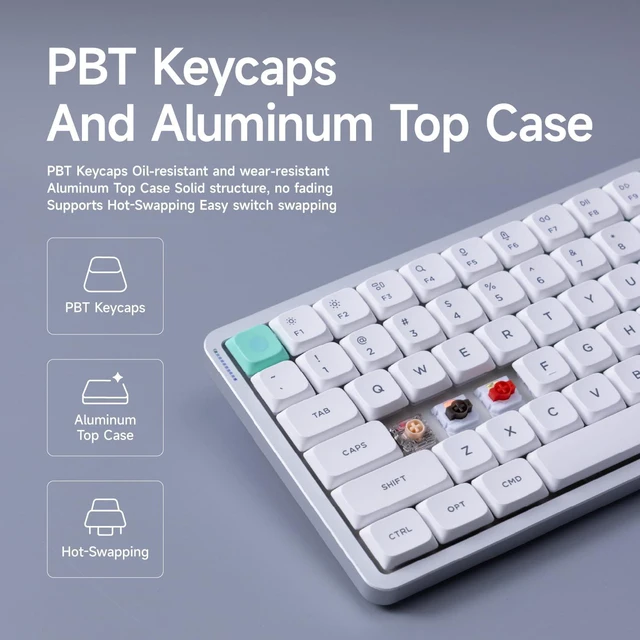 Alt view image 2 of 7 - NuPhy Air75 V3 84 Keys 75% Low-Profile Hot-Swap Wireless Mechanical Keyboard, Gasket Mount, RGB Backlit, Functional Knob, Support Bluetooth/2.4GHz/USB-C, for Mac/Windows, Gaming & Office - Nova White