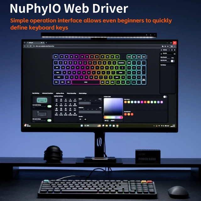 Alt view image 5 of 7 - NuPhy Air100 V3 99 Keys 100% Low-Profile Hot-Swap Wireless Mechanical Keyboard, Gasket Mount, RGB Backlit, Functional Knob, Support Bluetooth/2.4GHz/USB-C, for Mac/Windows, Office - Black