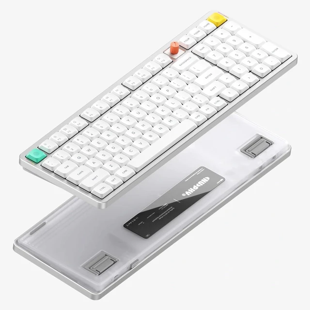 Alt view image 8 of 8 - NuPhy Air100 V3 99 Keys 100% Low-Profile Hot-Swap Wireless Mechanical Keyboard, Gasket Mount, RGB Backlit, Functional Knob, Support Bluetooth/2.4GHz/USB-C, for Mac/Windows, Office - White