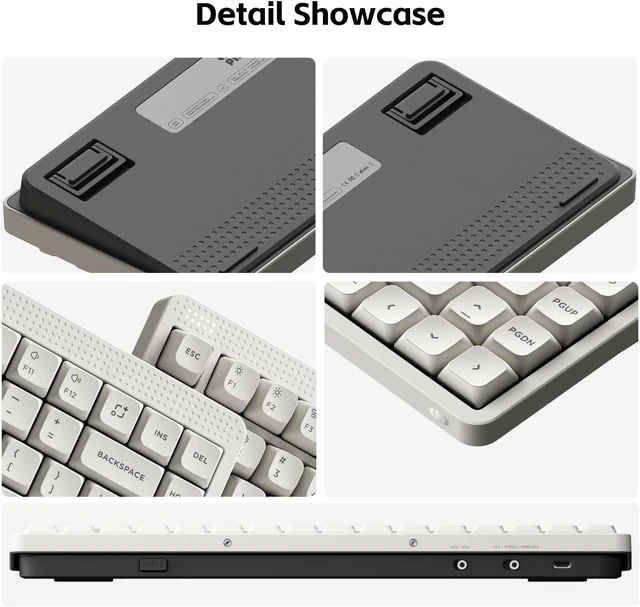 Alt view image 8 of 8 - NuPhy Node75 Low Profile Wireless Mechanical Keyboard, 75% ANSI Hot Swappable, Bluetooth, 2.4GHz, USB-C, RGB Backlit Gasket Mount Keyboard for Mac/Windows - White