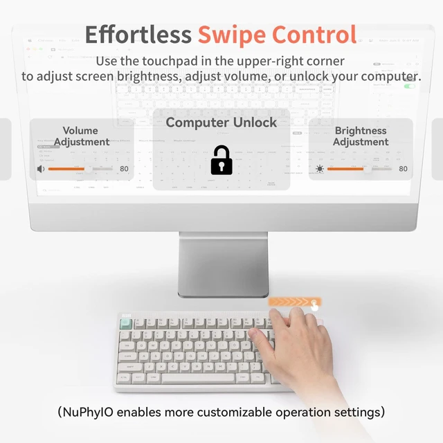 Alt view image 5 of 8 - NuPhy Node75 High Profile Wireless Mechanical Keyboard, 75% ANSI Hot Swappable, Bluetooth, 2.4GHz, USB-C, RGB Backlit Gasket Mount Keyboard for Mac/Windows - White