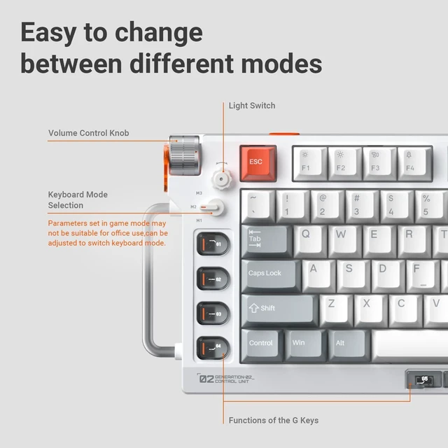 Alt view image 2 of 6 - NuPhy Field75 HE V2 75% Layout 83 Keys Gaming Keyboard with knobs, 8000 Hz Polling Rate, Hot-Swap, Rapid Trigger, Adjustable Actuation, RGB Backlight, Hall Effect Keyboard, 8 customizable keys