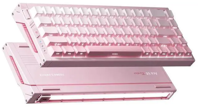 Alt view image 2 of 3 - MCHOSE Ace68 Turbo 65% Aluminum Hall Effect Magnetic Switch Keyboard, 16K Polling, Wired - Peach Pink