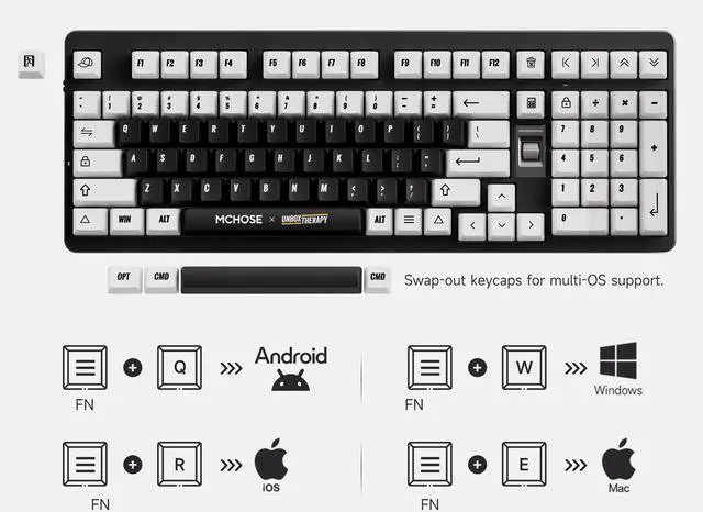 Alt view image 5 of 5 - MCHOSE x Unbox Therapy UT98 98% Tri-Mode Wireless Gasket Mount Mechanical Keyboard, 10000mAh Battery - Classic Therapy (Silent)