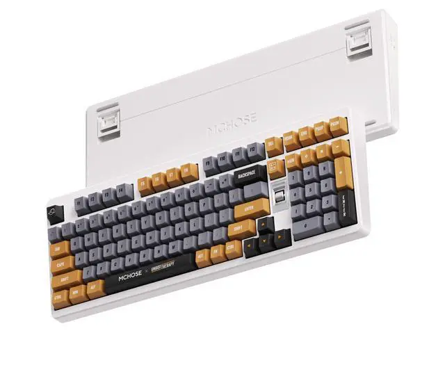 Alt view image 3 of 4 - MCHOSE x Unbox Therapy UT98 98% Tri-Mode Wireless Gasket Mount Mechanical Keyboard, 10000mAh Battery - Retro Therapy (Icy Creamsicle)