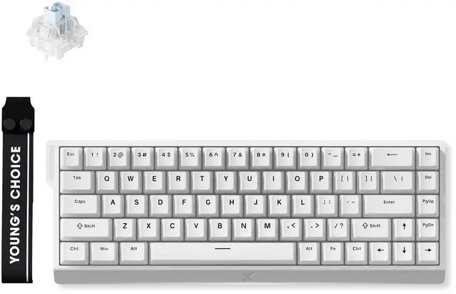 Main image of MCHOSE ACE 68 60% Mechanical Gaming Keyboard Wired Rapid Trigger Hall Effect Keyboard Magnetic Switch Hyper-Fast 8000Hz Adjustable Actuation, Hot Swap, RGB PC MAC Laptop (White / Ice Blue)