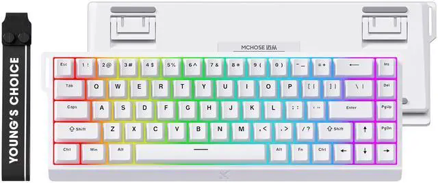 Alt view image 2 of 7 - MCHOSE ACE 68 60% Mechanical Gaming Keyboard Wired Rapid Trigger Hall Effect Keyboard Magnetic Switch Hyper-Fast 8000Hz Adjustable Actuation, Hot Swap, RGB PC MAC Laptop (White / Ice Blue)