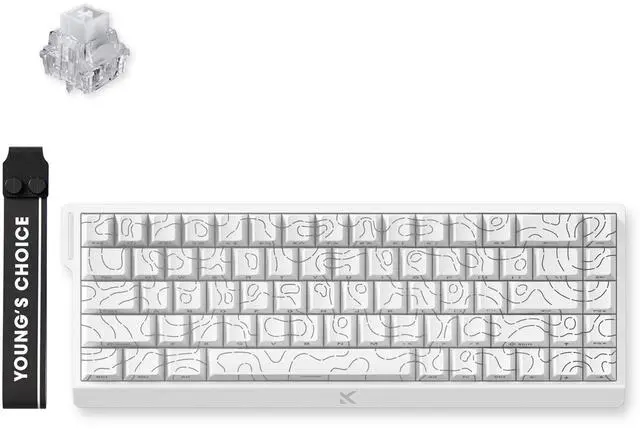 Main image of MCHOSE ACE 68 60% Mechanical Gaming Keyboard Wired Rapid Trigger Hall Effect Keyboard Magnetic Switch Hyper-Fast 8000Hz Adjustable Actuation, Hot Swap, RGB PC MAC Laptop (White Topographic/Ice Rhino)