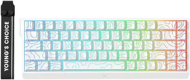 Alt view image 2 of 8 - MCHOSE ACE 68 60% Mechanical Gaming Keyboard Wired Rapid Trigger Hall Effect Keyboard Magnetic Switch Hyper-Fast 8000Hz Adjustable Actuation, Hot Swap, RGB PC MAC Laptop (White Topographic/Ice Rhino)