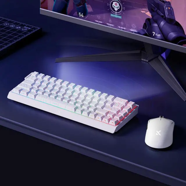 Alt view image 6 of 8 - MCHOSE ACE 68 60% Mechanical Gaming Keyboard Wired Rapid Trigger Hall Effect Keyboard Magnetic Switch Hyper-Fast 8000Hz Adjustable Actuation, Hot Swap, RGB PC MAC Laptop (White Topographic/Ice Rhino)
