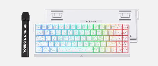 Alt view image 3 of 8 - MCHOSE ACE 68 60% Mechanical Gaming Keyboard Wired Rapid Trigger Hall Effect Keyboard Magnetic Switch Hyper-Fast 8000Hz Adjustable Actuation, Hot Swap, RGB PC MAC Laptop (White Topographic/Ice Rhino)