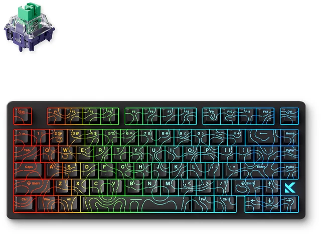 Main image of MCHOSE Jet 75 Rapid Trigger Keyboard 75% Percent, Hall Effect Black Topographic Gaming Keyboard, Wired RGB Custom Mechanical Keyboards with Magnetic Switch, PBT Keycaps (Black Topographic)