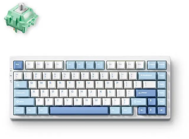 Main image of MCHOSE G75 PRO 75% Wireless Mechanical Keyboard, TKL Keyboards Tri-Mode BT5.0/2.4GHz/USB-C, Hot Swap Custom Creamy Keyboards Linear Switch, Double Shot PBT Keycaps RGB LED Backlit (Blue/Cabbage Tofu)