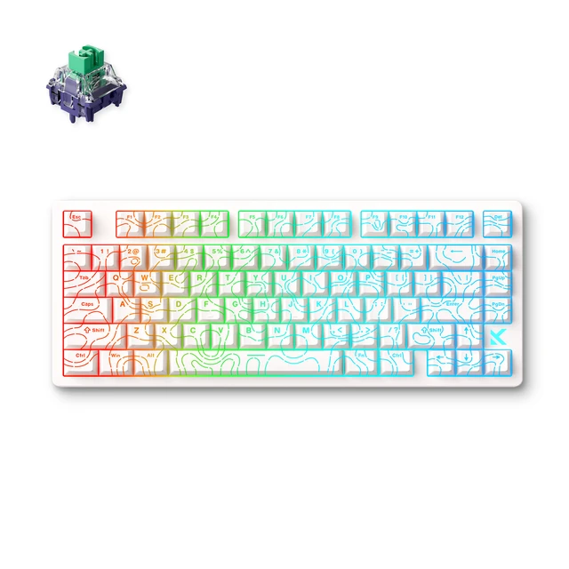 Alt view image 2 of 2 - MCHOSE Jet 75 Hall Effect Magnetic Switch Gaming Keyboard - White Topographic