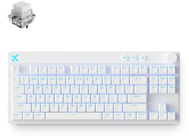 Main image of MCHOSE Mix 87 TKL Wired Hall Effect Magnetic Switch Gaming Keyboard, Rapid Trigger, Adjustable Actuation, 8K Polling Rate, Full Key Hot-Swappable, Media Knob, RGB Backlit, White