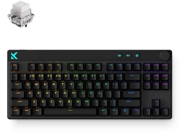 Main image of MCHOSE Mix 87 TKL Wired Hall Effect Magnetic Switch Gaming Keyboard, Rapid Trigger, Adjustable Actuation, 8K Polling Rate, Full Key Hot-Swappable, Media Knob, RGB Backlit, Black