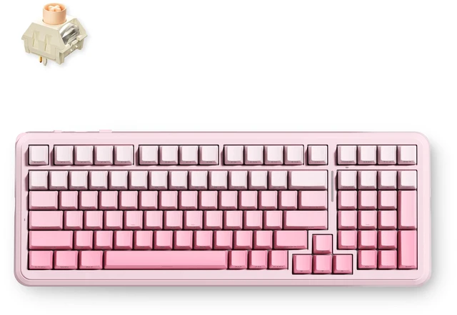 Main image of MCHOSE K99 V3 Tri-Mode Wireless Mechanical Keyboard, 98% Layout Hot Swappable Gasket Mount Keyboard with Multifunction Control Knob, RGB South-Facing Backlit, Icy Creamsicle Switch, Pink Gradient
