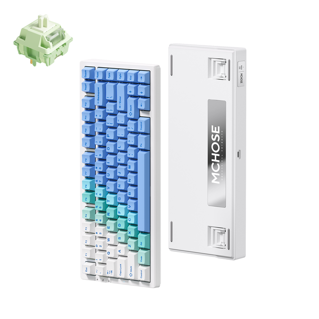 Alt view image 2 of 2 - MCHOSE G75 Pro Tri-Mode Wireless Mechanical Keyboard, 75% Layout, Bluetooth/2.4GHz/USB-C, Hot Swappable Gasket Mount Keyboard, RGB South-Facing Backlit, Matcha Latte Switch, Arctic Snow