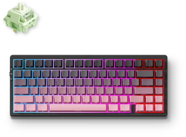 Main image of MCHOSE G75 Pro Tri-Mode Wireless Mechanical Keyboard, 75% Layout, Bluetooth/2.4GHz/USB-C, Hot Swappable Gasket Mount Keyboard, RGB South-Facing Backlit, Matcha Latte Switch, Black Pink