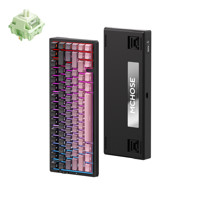 Alt view image 2 of 2 - MCHOSE G75 Pro Tri-Mode Wireless Mechanical Keyboard, 75% Layout, Bluetooth/2.4GHz/USB-C, Hot Swappable Gasket Mount Keyboard, RGB South-Facing Backlit, Matcha Latte Switch, Black Pink