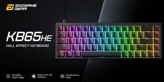 Alt view image 2 of 2 - Endgame Gear KB65HE Hall Effect RGB Hot-Swappable Mechanical Keyboard, Gateron KS-37B Magnetic Switches Double-Shot PBT Keycaps, Full Aluminium Body, SF (68 Keys), Black
