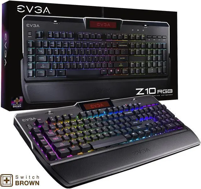 Alt view image 8 of 9 - EVGA Z10 RGB Gaming Keyboard, RGB Backlit LED, Mechanical Brown Switches, Onboard LCD Display, Macro Gaming Keys
