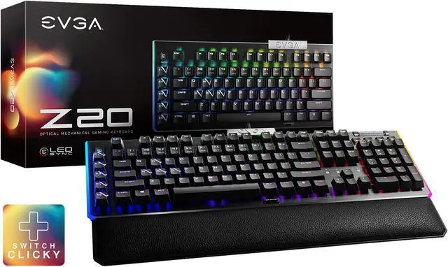 Alt view image 7 of 14 - EVGA Z20 RGB Optical Mechanical (Clicky Switch) Gaming Keyboard 812-W1-20US-KR