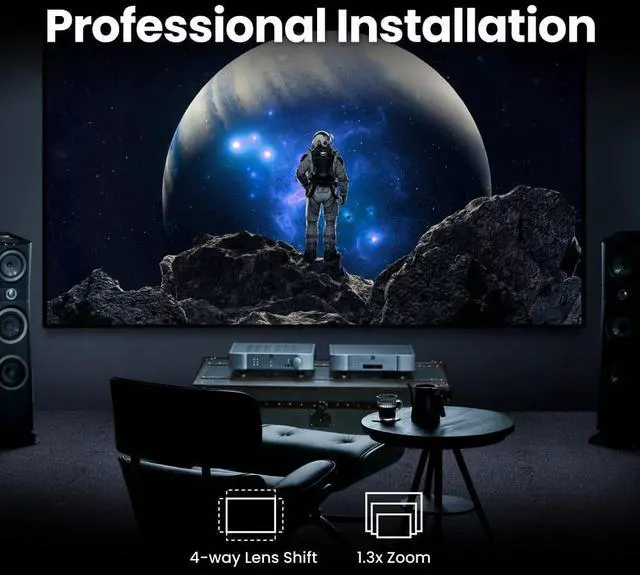 Alt view image 9 of 9 - BenQ W4100i 4K HDR Smart Home Theater Projector, 3200 Lumens, 100% DCI-P3, Rec.709, Factory-Calibrated, Android TV with Netflix, 4-Way Lens Shift, HDR10+ & HLG Support, LED Long Lifespan