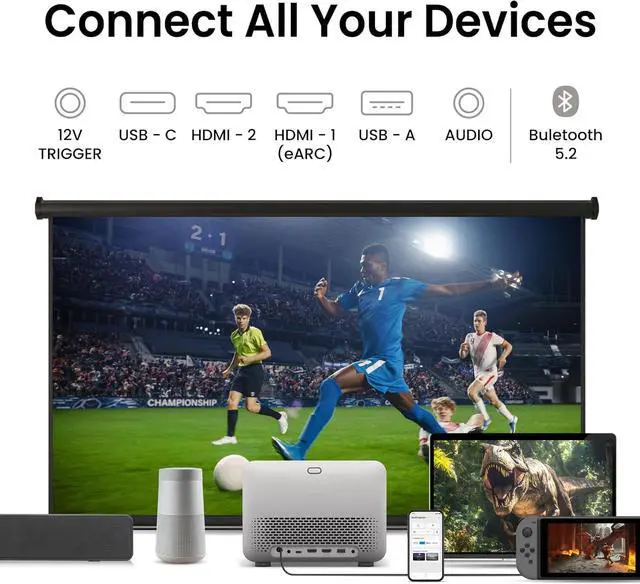 Alt view image 8 of 14 - BenQ TK705STi 4K HDR Short Throw Projector, 3000 ANSI Lumens, Google TV, Netflix, Low Input Lag, Auto Image Adjustment, Bluetooth, HDMI 2.1, 150" Big Screen, MEMC, HDR10+, Compact Living Room Setup