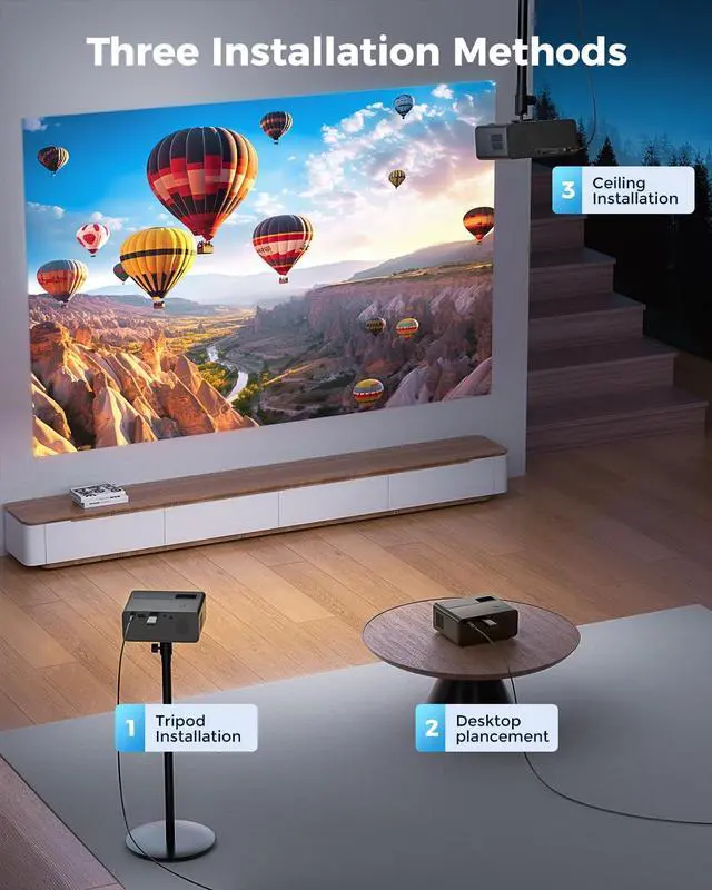 Alt view image 7 of 7 - CiBest Mini Projector, 2025 Upgraded Full HD 1080P Support Video Projector, Portable Small Movie Projector, Compatible with iOS/Android/Windows/TV Stick/Box/USB/HDMI