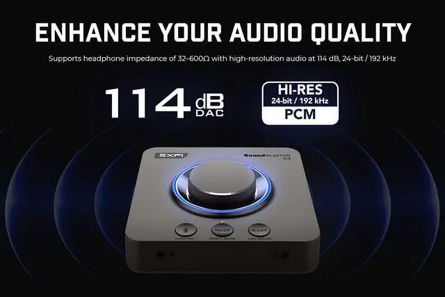 Alt view image 7 of 7 - Creative Sound Blaster X4 Hi-Res 24bit/192kHz External USB DAC and Amp Sound Card, Super X-Fi, Multi-Channel, 7.1 Discrete Surround, Optical-in, Optical-out, Line-in, Mic-in, Headset-i (70SB181500000)