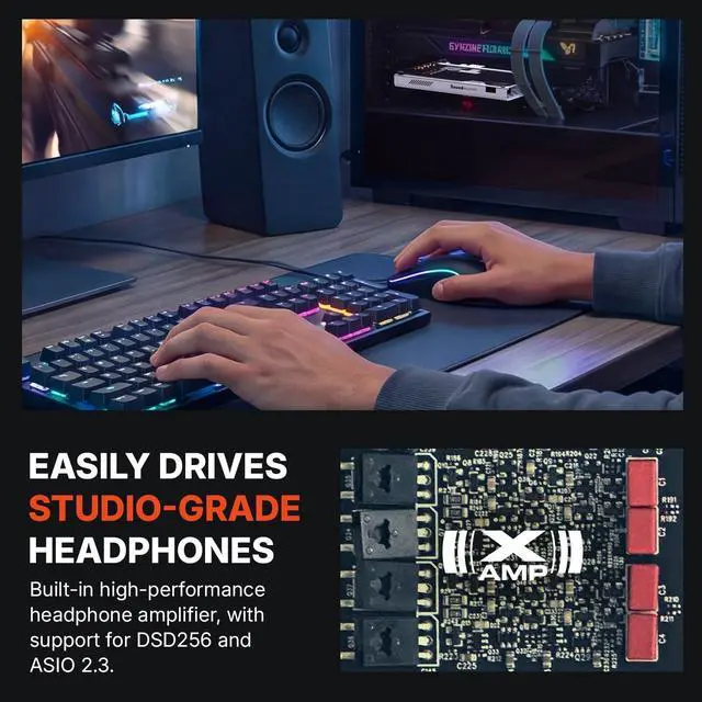 Alt view image 4 of 10 - Creative Labs Sound Blaster AE-X PCIe Sound Card, Hi-res 32-bit/384 kHz DSD256 Audio, ESS DAC, Built-in Headphone Amplifier, ASIO 2.3, for Desktop PC Gaming and Hi-Fi Playback