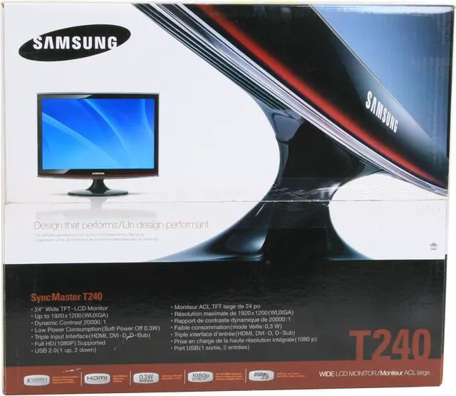 Alt view image 15 of 15 - SAMSUNG TOC T240 Rose Black 24" 5ms HDMI Widescreen LCD Monitor 300 cd/m2 DC 20000:1(1000:1)
