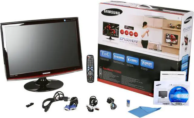 Alt view image 7 of 7 - SAMSUNG ToC T220HD Rose Black 22" 5ms HDMI Widescreen HDTV Monitor 300 cd/m2 DC 10000:1 Built in DTV Tuner & Dolby Digital Surround Speakers