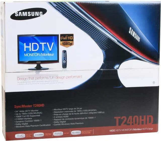 Alt view image 14 of 14 - SAMSUNG ToC T240HD Rose-Black 24" 5ms HDMI Widescreen HDTV Monitor  300 cd/m2 DC 10000:1 Built in DTV Tuner & Dolby Digital Surround Speakers