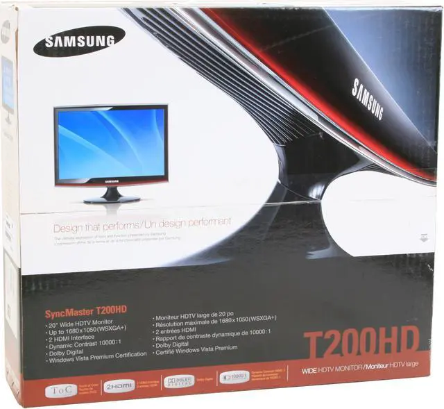 Alt view image 14 of 14 - SAMSUNG TOC T200HD Rose   Black 20" 5ms HDMI Widescreen  HDTV  Monitor 300 cd/m2 DC 10000:1   and TV  Tuner and Dolby Digital Surround Sound