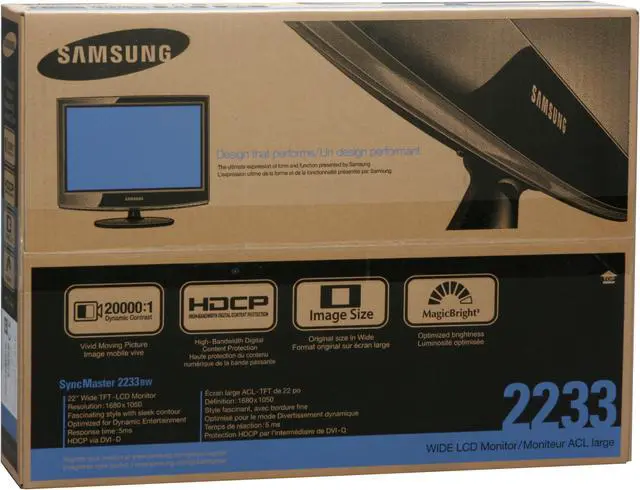 Alt view image 13 of 13 - SAMSUNG 22" a-si TFT/TN WSXGA+ LCD Monitor 5 ms D-Sub, DVI 2233bw