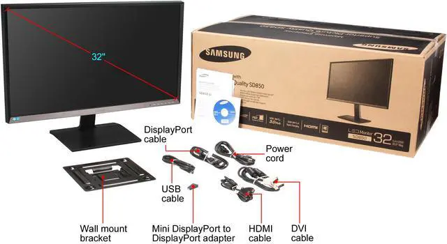Alt view image 7 of 8 - Samsung SD850 Series S32D850T 32" (31.5" Viewable) WQHD 2560 x 1440 2K Resolution HDMI, DisplayPort Dual-Link DVI USB 3.0 Hub LED Backlit LCD Monitor