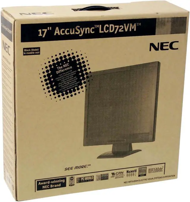 Alt view image 10 of 10 - NEC Display Solutions 17" Active Matrix, TFT LCD SXGA LCD Monitor 16 ms D-Sub ASLCD72VM-BK