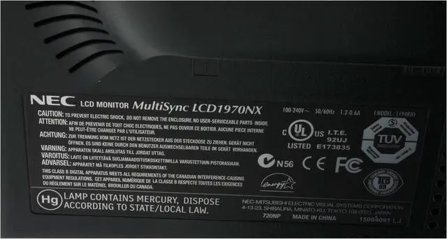 Alt view image 7 of 9 - NEC Display Solutions 19" Active Matrix, TFT LCD SXGA LCD Monitor with 4-port USB 2.0 hub 18 ms D-Sub, DVI, USB LCD1970NX-BK