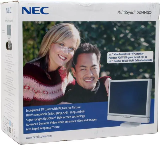 Alt view image 12 of 12 - NEC Display Solutions 20.1" WSXGA+ LCD Monitor with TV-Tuner & 4-port USB 2.0 hub 6 ms D-sub, DVI-D, S-video, component, composite 20WMGX2