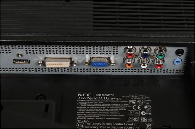 Alt view image 8 of 12 - NEC Display Solutions ASLCD24WMCX-BK Black 24" 5ms HDMI Widescreen LCD Monitor 400 cd/m2 1000:1 Built in Speakers w/ Component connector