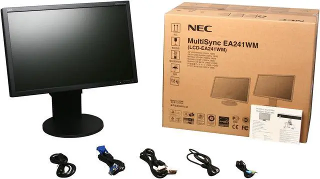 Alt view image 10 of 10 - NEC Display Solutions EA241WM-BK Black 24" 5ms  Height,Pivot and Swivel Adjustable  Widescreen LCD Monitor w/Speakers 400 cd/m2 1000:1