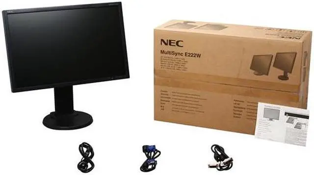 Alt view image 10 of 10 - NEC Display Solutions E222W-BK Black 22" 5ms height pivot tilt & swivel adjust  Widescreen LCD Monitor 250 cd/m2 1000:1