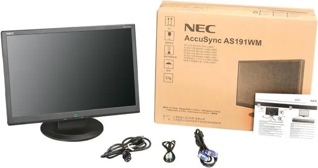 Alt view image 8 of 8 - NEC Display Solutions 19" WXGA+ LCD Monitor 5 ms D-Sub, DVI-D AS191WM-BK