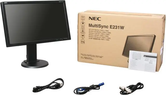 Alt view image 10 of 10 - NEC Display MultiSync E231W-BK Black 23” Widescreen TN Panel, LED Backlight LCD Monitor 5ms 250cd/m2, Display Port, Height Adjust, Pivot, Tilt & Swivel, ECO Mode function – Carbon Footprint Meter, 3 Y